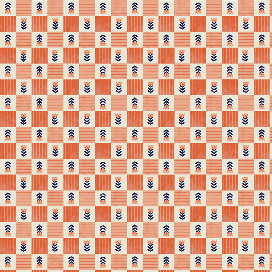 FOLKY CHICKEN - TULIP CHECK CORAL
