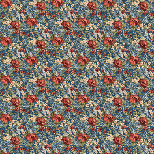 FARMHOUSE SAMPLER - PACKED FLORAL NAVY