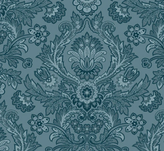 MOONLIGHT ROSES - MIRRORED MEDALLION BLUE