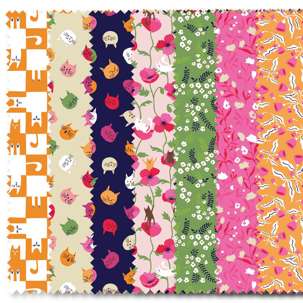 Cats & Flowers Felicity Fabrics Peewees 5" x 5" Charm Pack