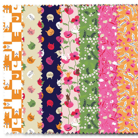Cats & Flowers Felicity Fabrics Peewees 5" x 5" Charm Pack